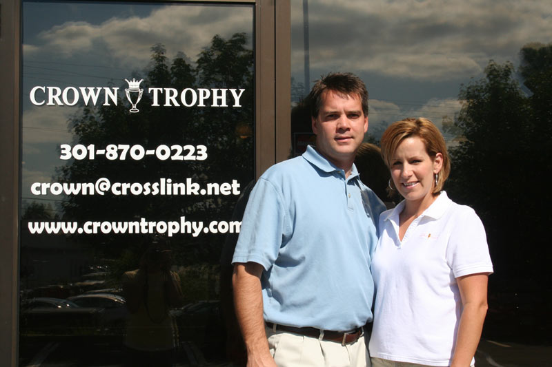 Angie And Brian infront of original Crown Trophy